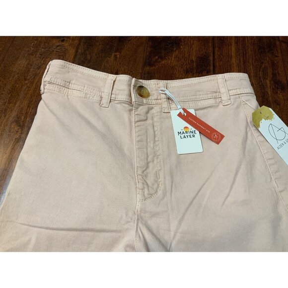 Marine Layer Peach Slim Wide Leg Crop Denim Jeans, Size 4, NWT! - Picture 2 of 8